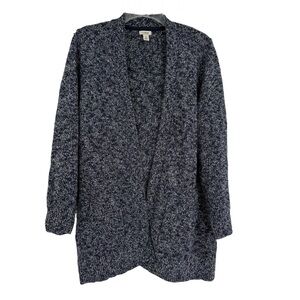 LL Bean Womens Cotton Ragg Sweater Open Front Long Cardigan Blue Size XL